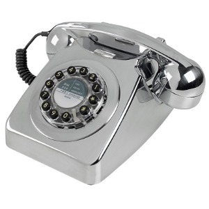 Retro Telefon - Metalik Srebrni